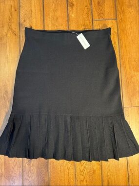 Ann Taylor Factory Black Mini Skirt with Pleated Ruffle Hem